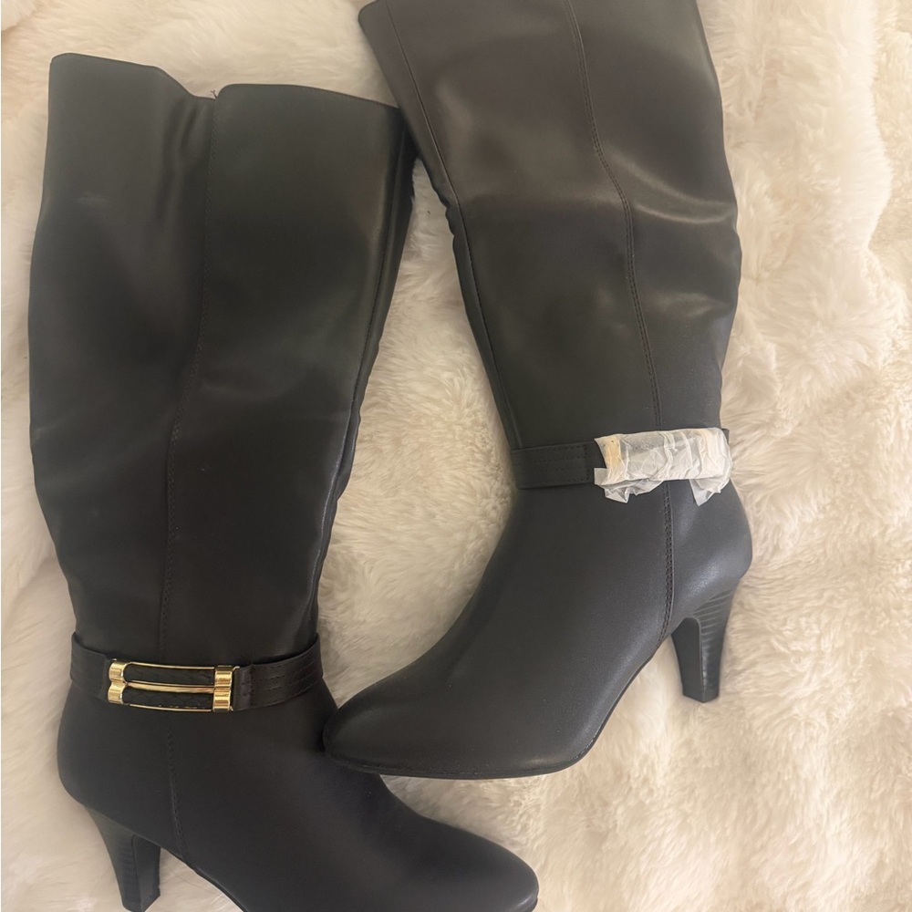 Elegant Dark Brown Leather Knee-High Boots